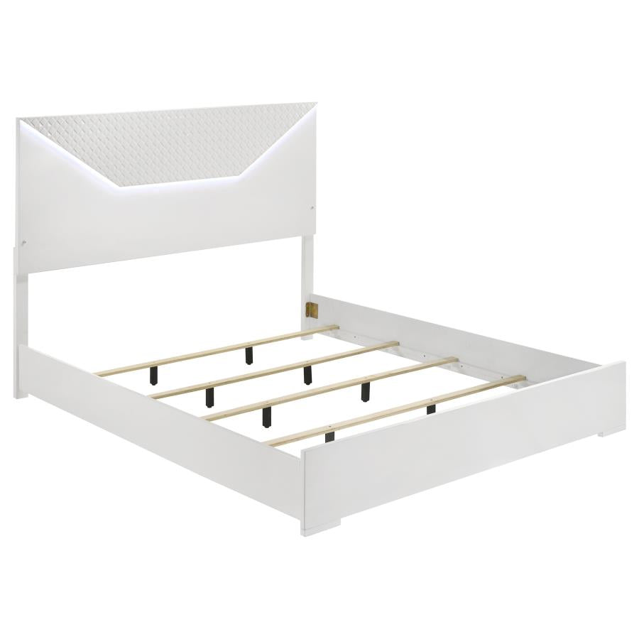 Ensemble de chambre à coucher Ives 4 pièces avec lit queen ou king size, lumières LED blanches brillantes