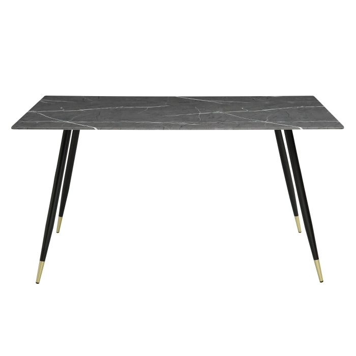 Tessy 5 pcs faux marble black gold dining table set