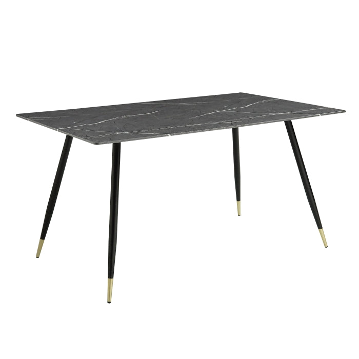 Tessy 5 pcs faux marble black gold dining table set