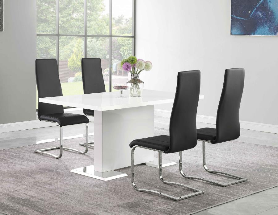 Anges 5 piece Dining Table Set White High Gloss and White
