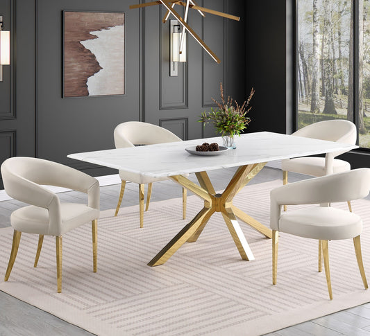Galiano Velvet 5 pcs Dining Cream Beige set