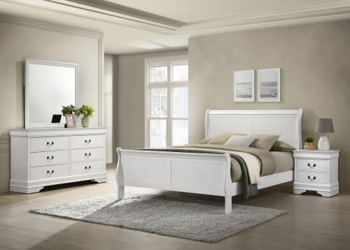 Ensemble de chambre à coucher 4 pièces Louis Philippe blanc