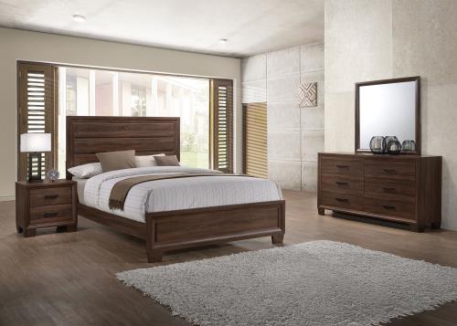 Ensemble de chambre à coucher Brandon 4 pièces avec lit queen ou king size Brun chaud