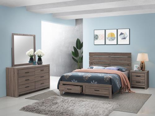 Ensemble de chambre à coucher Brantford 4 pièces avec lit queen ou king size, finition chêne tonneau ou blanc côtier