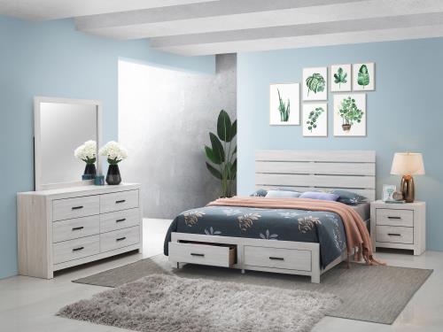 Ensemble de chambre à coucher Brantford 4 pièces avec lit queen ou king size, finition chêne tonneau ou blanc côtier