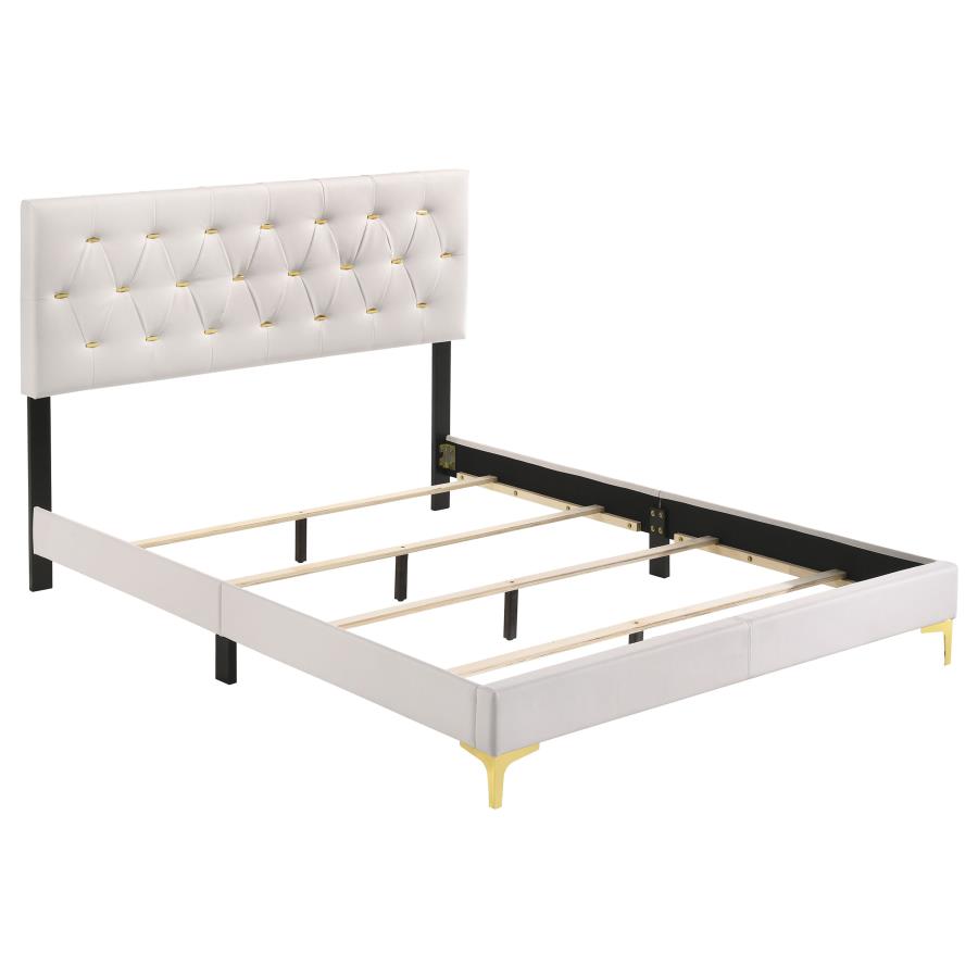 Ensemble de chambre à coucher Kendall 4 pièces blanc ou noir avec accents dorés