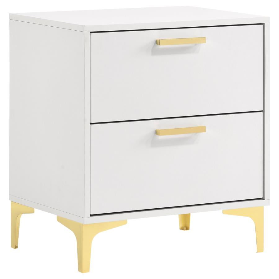 Ensemble de chambre à coucher Kendall 4 pièces blanc ou noir avec accents dorés