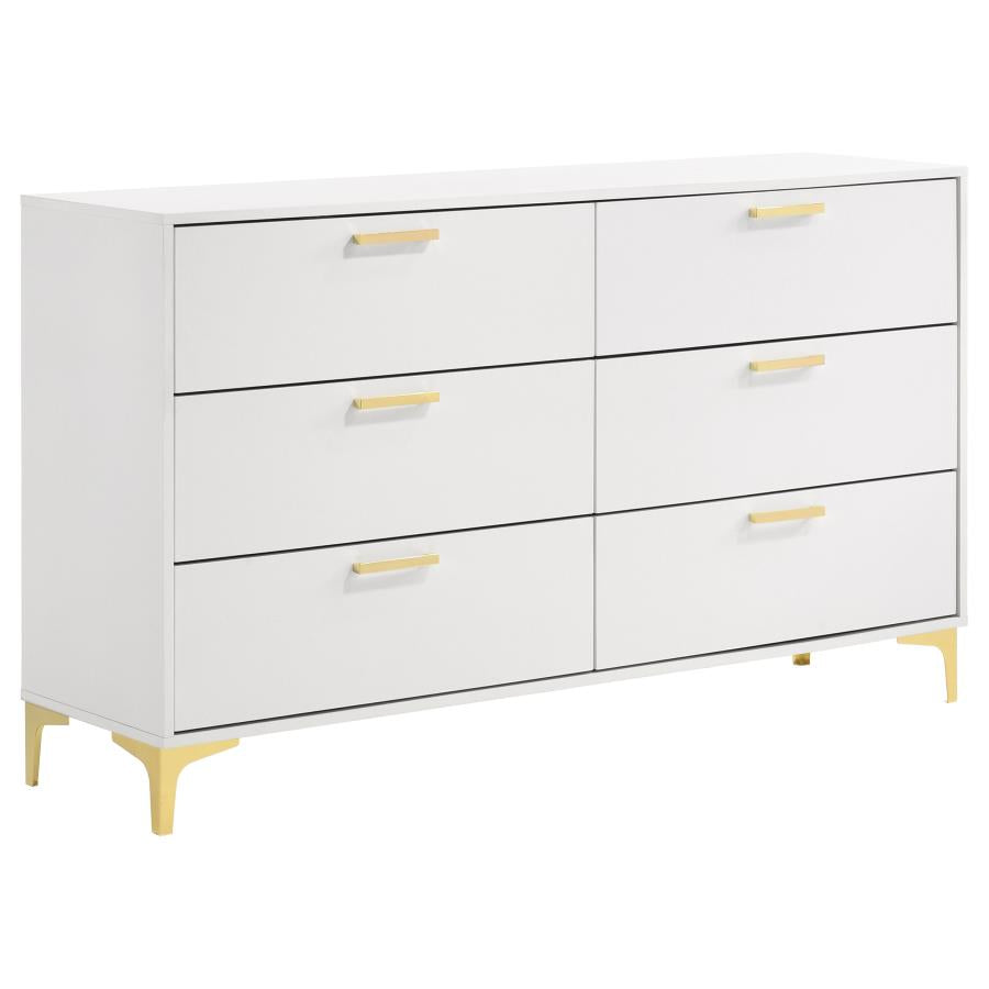 Ensemble de chambre à coucher Kendall 4 pièces blanc ou noir avec accents dorés