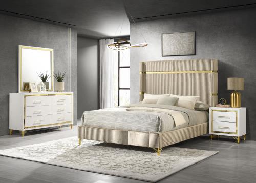 Ensemble de chambre à coucher 4 pièces Lucia beige et blanc