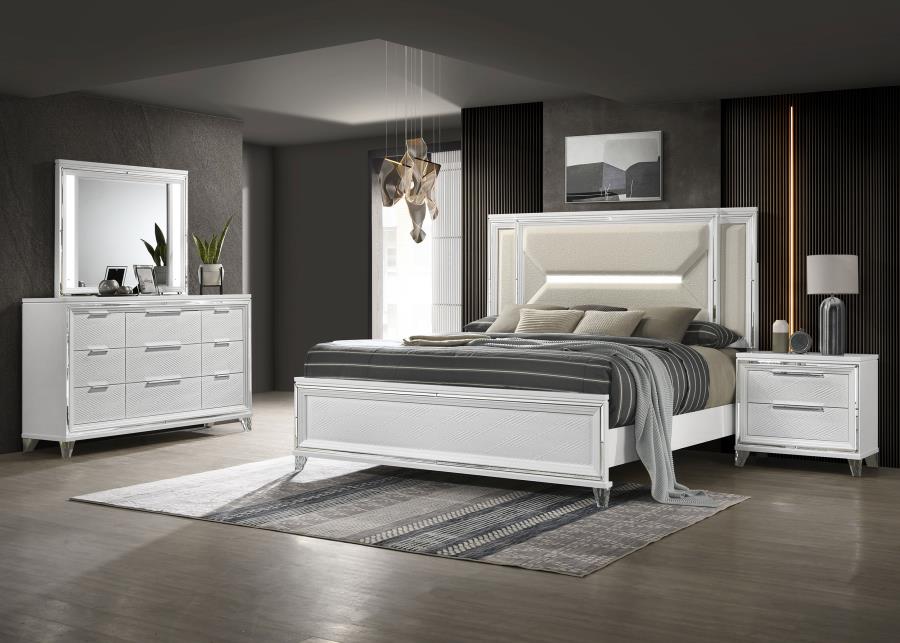 Ensemble de chambre à coucher 4 pièces Marmore Lumières LED blanches