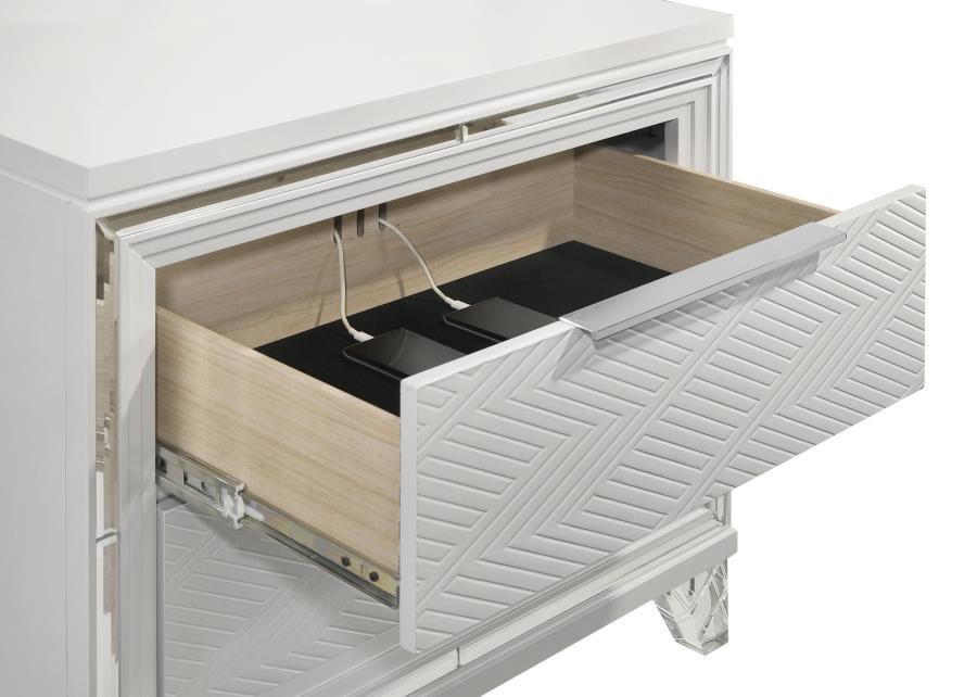 Ensemble de chambre à coucher 4 pièces Marmore Lumières LED blanches