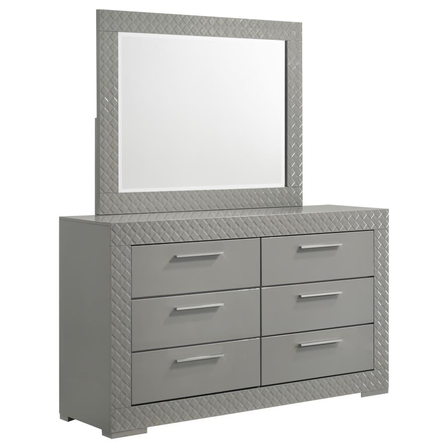 Ives 4-piece Queen Bedroom Set Grey High Gloss LED lights
