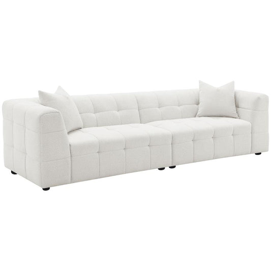 Canapé extra long rembourré Everly Boucle blanc cassé