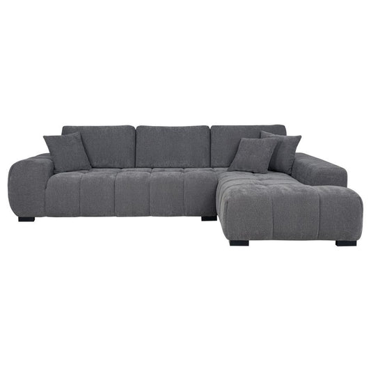 OCTAVIA UPHOLSTERED SECTIONAL CHAISE SOFA CHARCOAL GREY