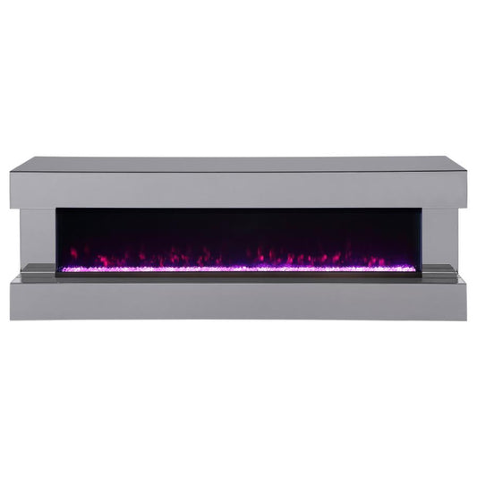 VALLERIE 71-INCH TV STAND WITH VISUAL FLAME BOX GREY MIRROR